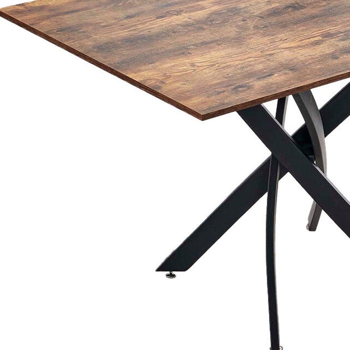 47" Wood And Metal Cross Leg Base Dining Table - Brown