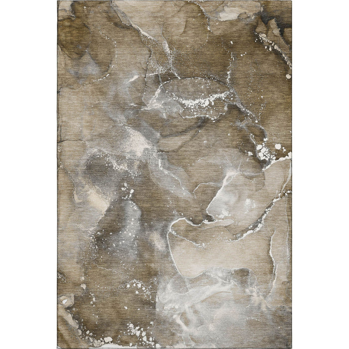 10' X 14' Abstract Washable Area Rug With UV Protection (647224) - Brown / Ivory / Gray