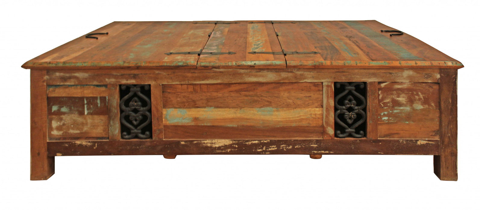 Rectangular Storage Wood Coffee Table - Green and Brown