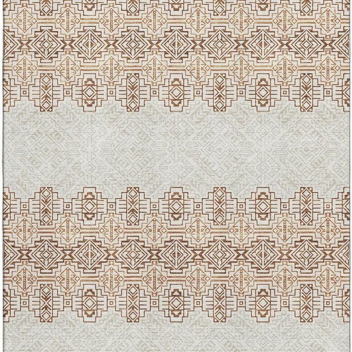 10' X 14' Southwestern Washable Area Rug With UV Protection (676740) - Rust / Ivory