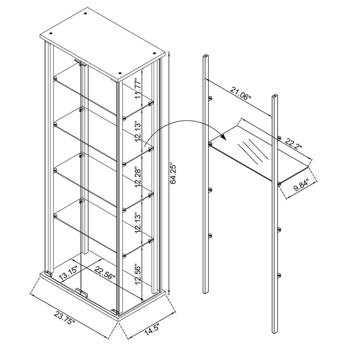 Delphinium 4-Shelf Clear Glass Curio Display Cabinet Black
