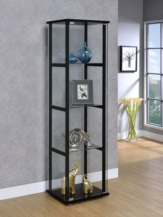 Cyclamen 4-tier Clear Glass Curio Display Cabinet Black