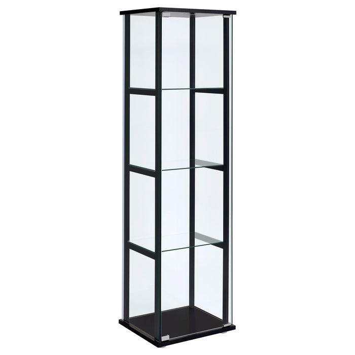 Cyclamen 4-tier Clear Glass Curio Display Cabinet Black