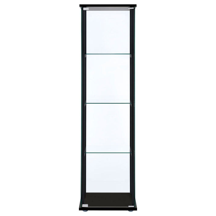 Cyclamen 4-tier Clear Glass Curio Display Cabinet Black