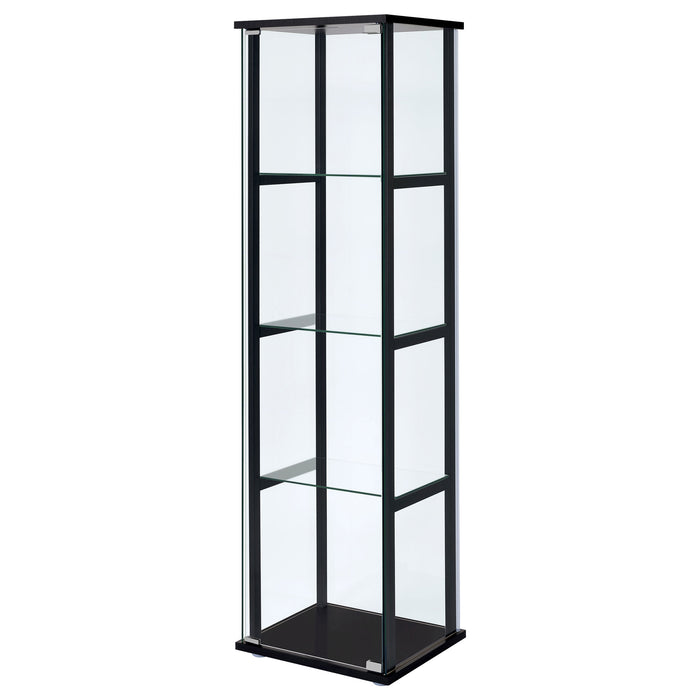 Cyclamen 4-tier Clear Glass Curio Display Cabinet Black
