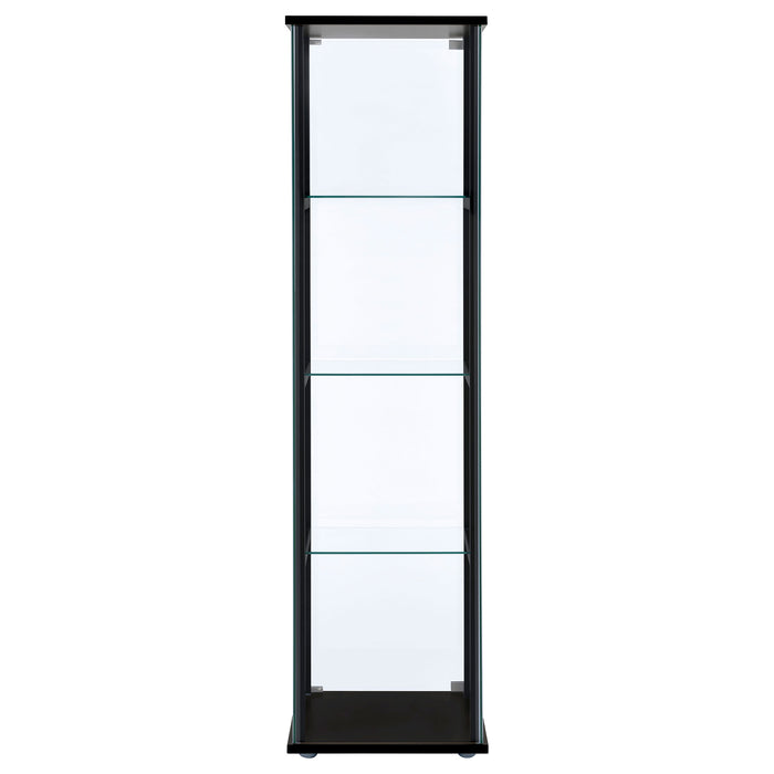 Cyclamen 4-tier Clear Glass Curio Display Cabinet Black
