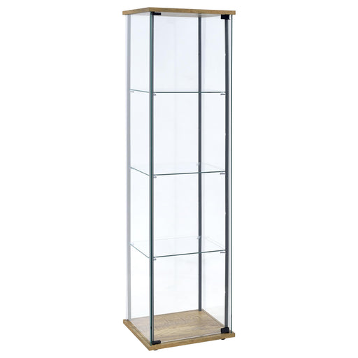 CoasterEveryday Bellatrix 3-shelf clear glass curio cabinet in mango finish