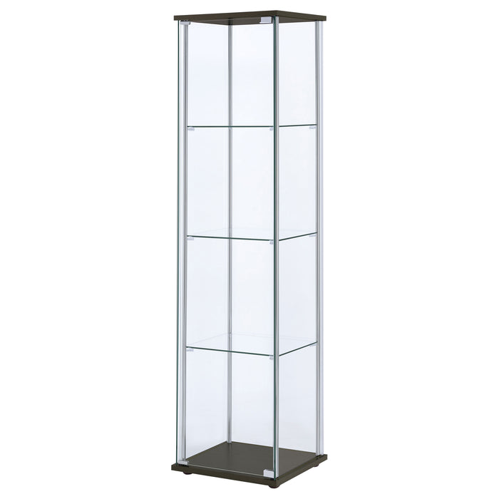Bellatrix 3-shelf Clear Glass Curio Cabinet Cappuccino