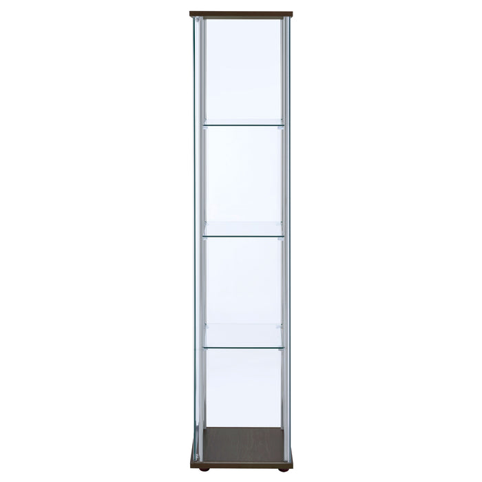 Bellatrix 3-shelf Clear Glass Curio Cabinet Cappuccino