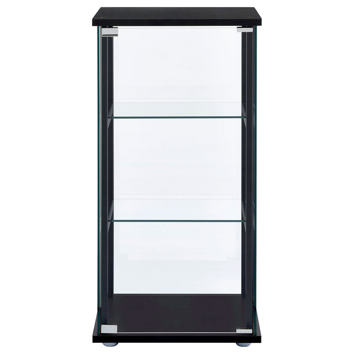 Cyclamen 3-tier Clear Glass Curio Display Cabinet Black