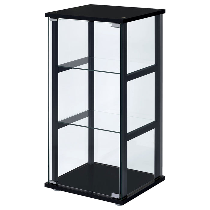Cyclamen 3-tier Clear Glass Curio Display Cabinet Black