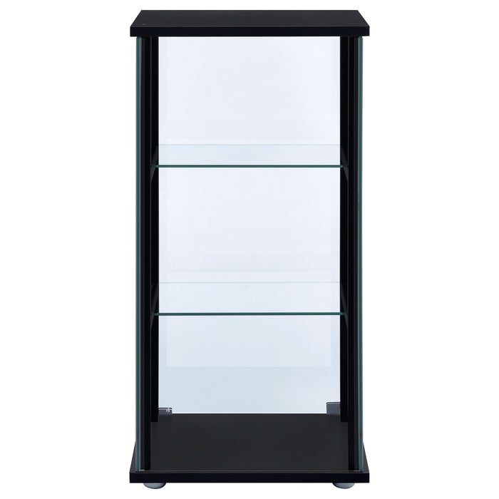 Cyclamen 3-tier Clear Glass Curio Display Cabinet Black