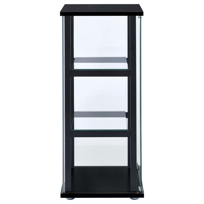 Cyclamen 3-tier Clear Glass Curio Display Cabinet Black