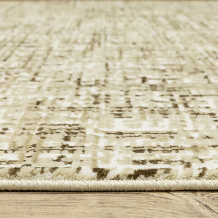 7' X 10' Abstract Area Rug - Ivory And Brown