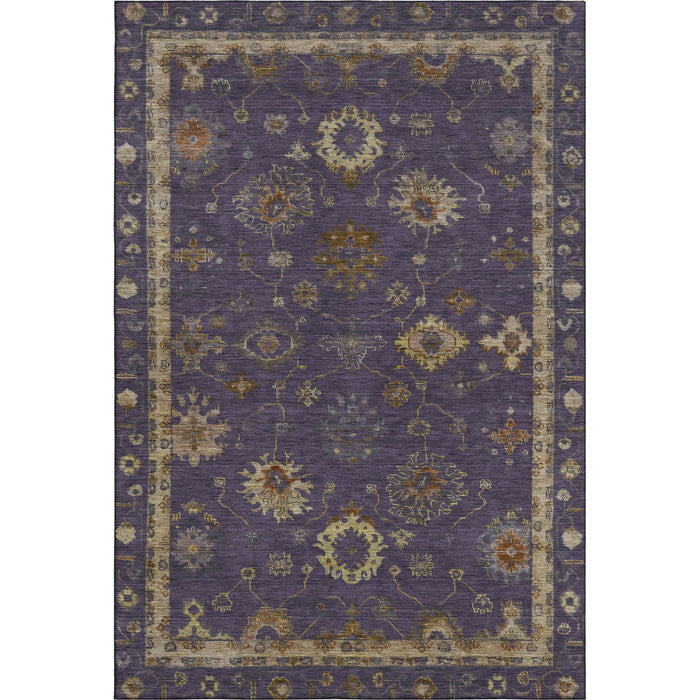 10' X 14' Oriental Washable Area Rug With UV Protection (716407) - Eggplant / Beige