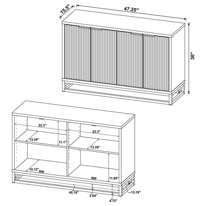 Ryatt 4-door engineered wood accent cabinet by CoasterEveryday in dark pine finish