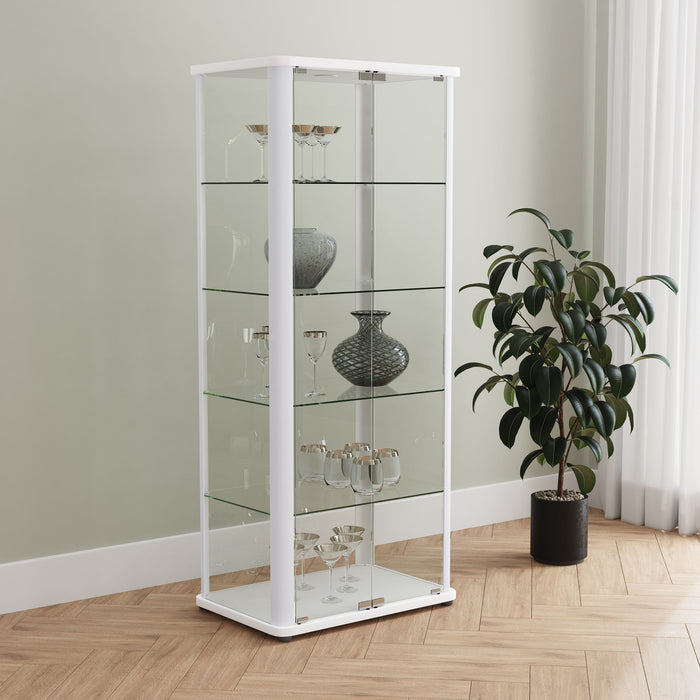 Aero LED 4-Shelf Glass Curio Display Cabinet White