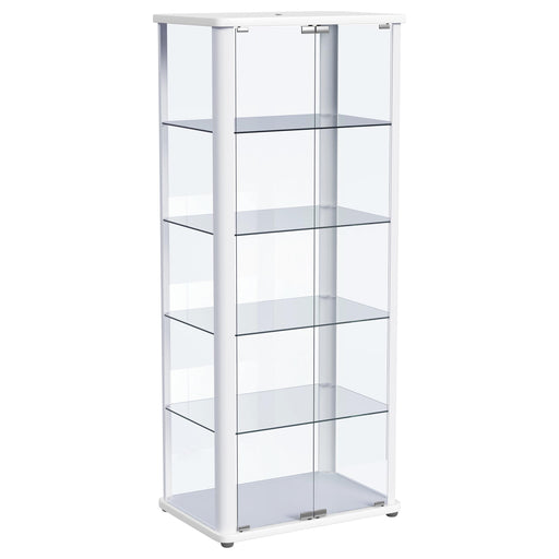 Aero LED 4-shelf glass curio display cabinet in white by CoasterEveryday