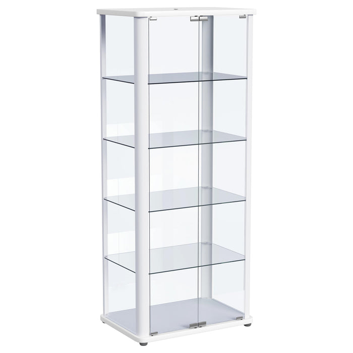 Aero LED 4-Shelf Glass Curio Display Cabinet White