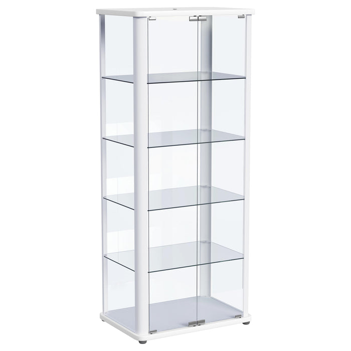 Aero LED 4-Shelf Glass Curio Display Cabinet White