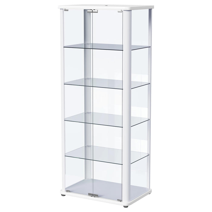 Aero LED 4-Shelf Glass Curio Display Cabinet White