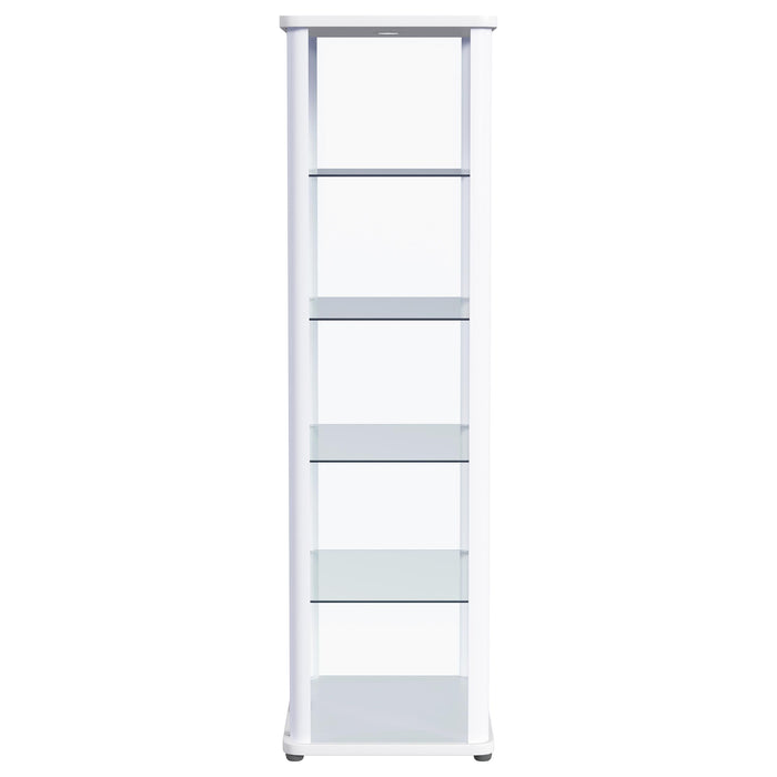 Aero LED 4-Shelf Glass Curio Display Cabinet White