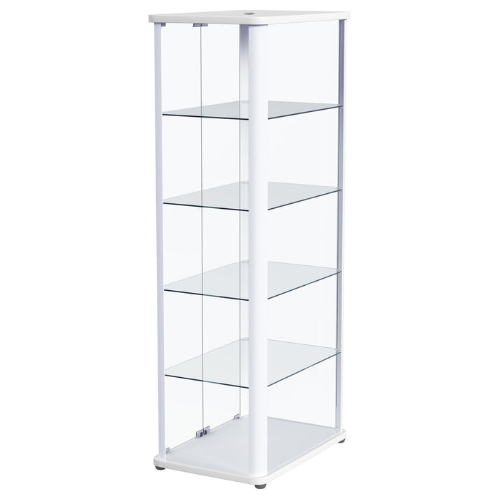 Aero LED 4-Shelf Glass Curio Display Cabinet White