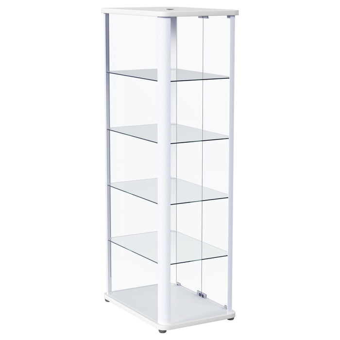Aero LED 4-Shelf Glass Curio Display Cabinet White