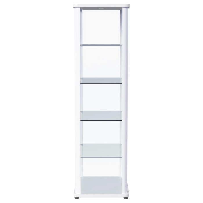 Aero LED 4-Shelf Glass Curio Display Cabinet White