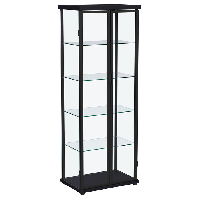 Carrillo LED 4-Shelf Glass Curio Display Cabinet Black