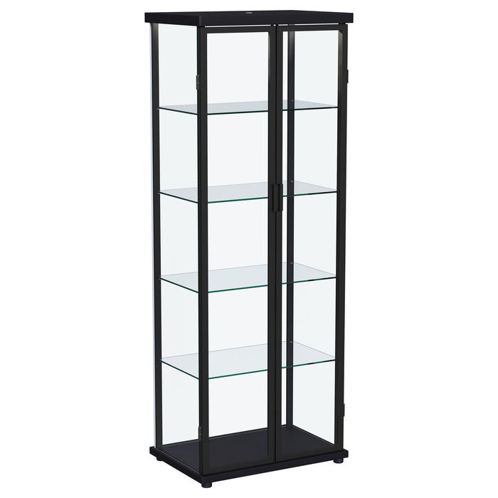 Carrillo LED 4-Shelf Glass Curio Display Cabinet Black