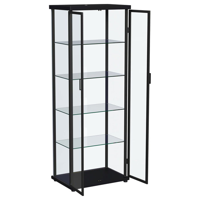 Carrillo LED 4-Shelf Glass Curio Display Cabinet Black