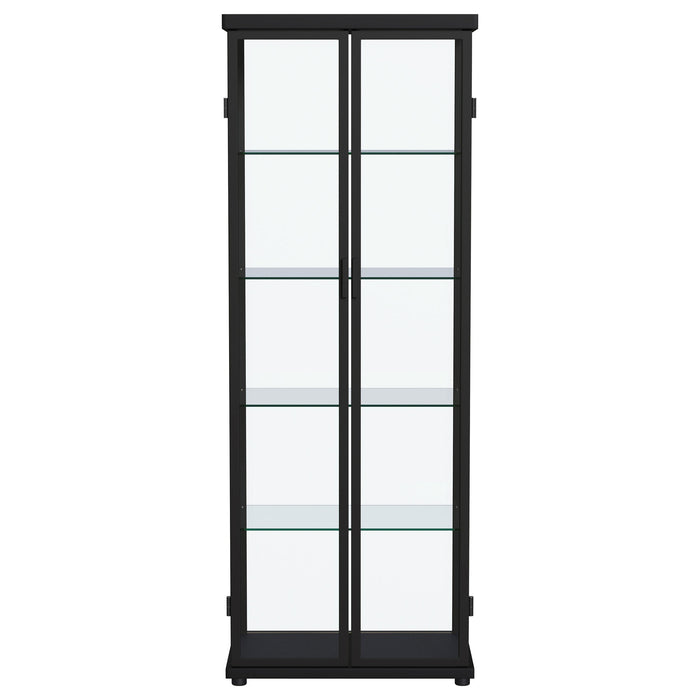 Carrillo LED 4-Shelf Glass Curio Display Cabinet Black