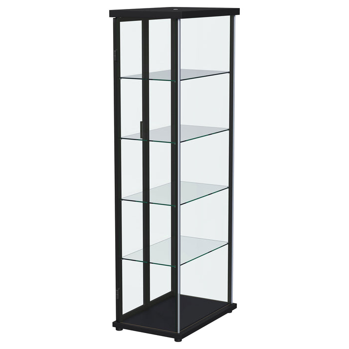 Carrillo LED 4-Shelf Glass Curio Display Cabinet Black