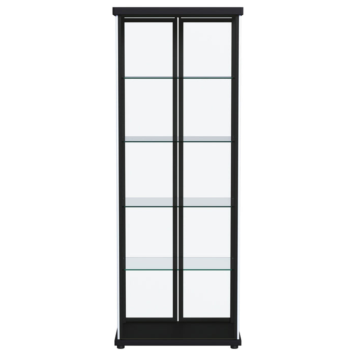 Carrillo LED 4-Shelf Glass Curio Display Cabinet Black