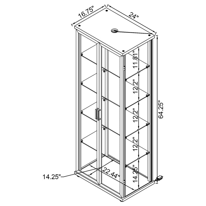 Carrillo LED 4-Shelf Glass Curio Display Cabinet Black