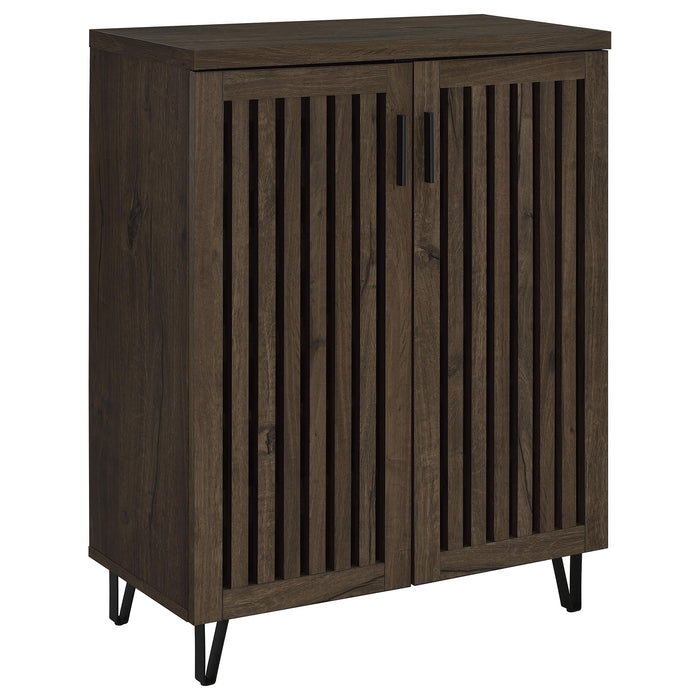 Brixton 2-door entryway shoe storage cabinet in smoked oak by CoasterEveryday