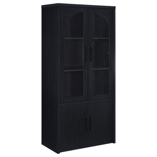 CoasterEveryday Riva 4-door tall accent display cabinet in black with LED lighting