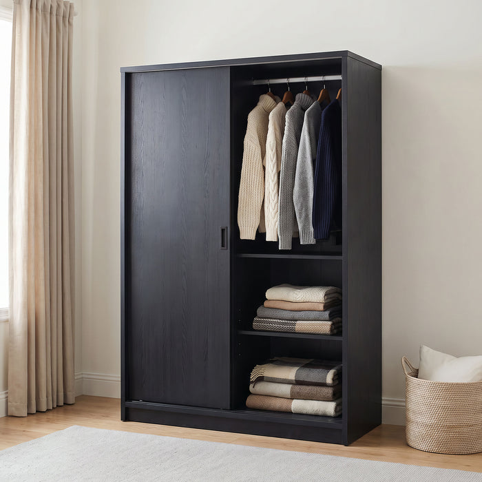 Noble 2-door Bedroom Wardrobe Storage Cabinet Armoire Black