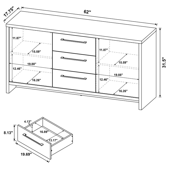 Amery 3-drawer Accent Storage Cabinet Console Latte