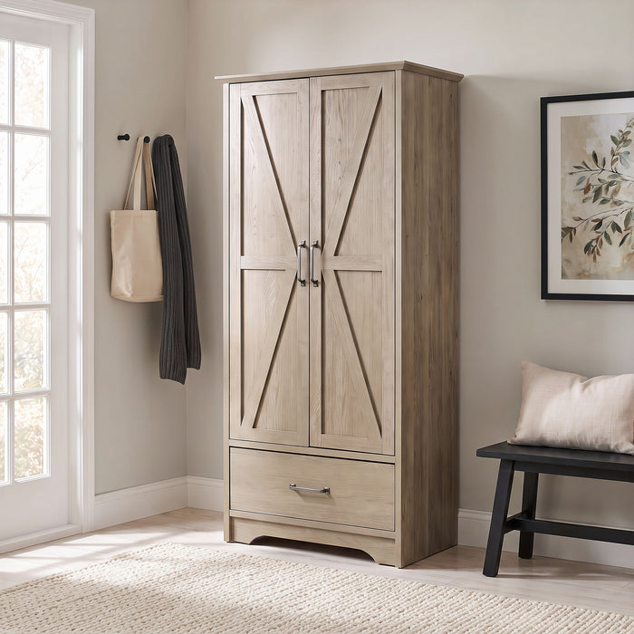Arvida 2-door Bedroom Wardrobe Storage Cabinet Armoire Latte