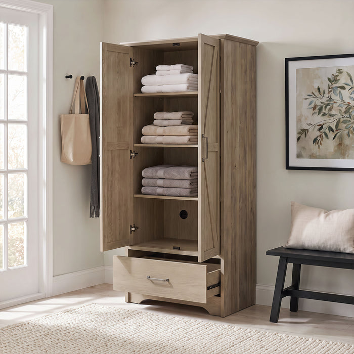 Arvida 2-door Bedroom Wardrobe Storage Cabinet Armoire Latte