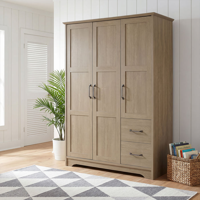 Canova 3-door Bedroom Wardrobe Storage Cabinet Armoire Latte
