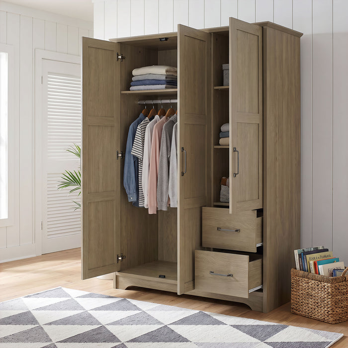 Canova 3-door Bedroom Wardrobe Storage Cabinet Armoire Latte
