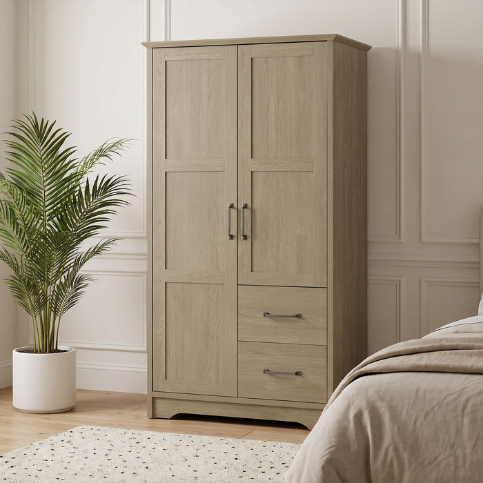 Cassara 2-door Bedroom Wardrobe Storage Cabinet Armoire Latte