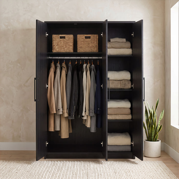 Cerda 3-door Bedroom Wardrobe Storage Cabinet Armoire Black