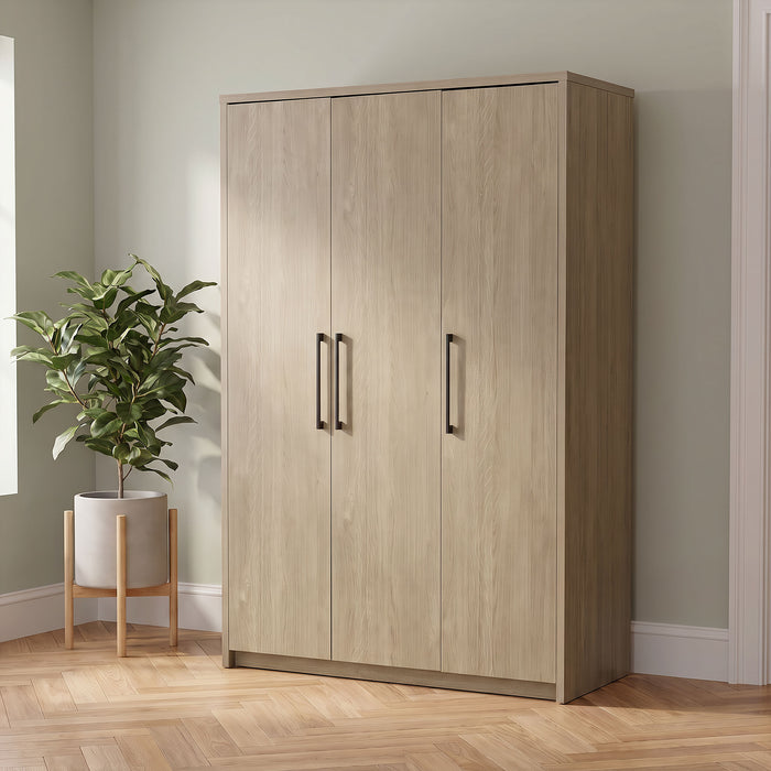 Cerda 3-door Bedroom Wardrobe Storage Cabinet Armoire Latte