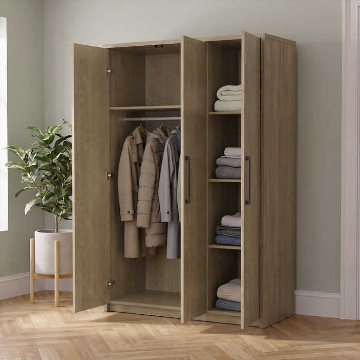 Cerda 3-door Bedroom Wardrobe Storage Cabinet Armoire Latte