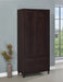 Wadeline 2-door tall accent storage cabinet in rustic tobacco finish by CoasterEveryday