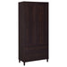 CoasterEveryday Wadeline 2-door tall accent storage cabinet in rustic tobacco finish